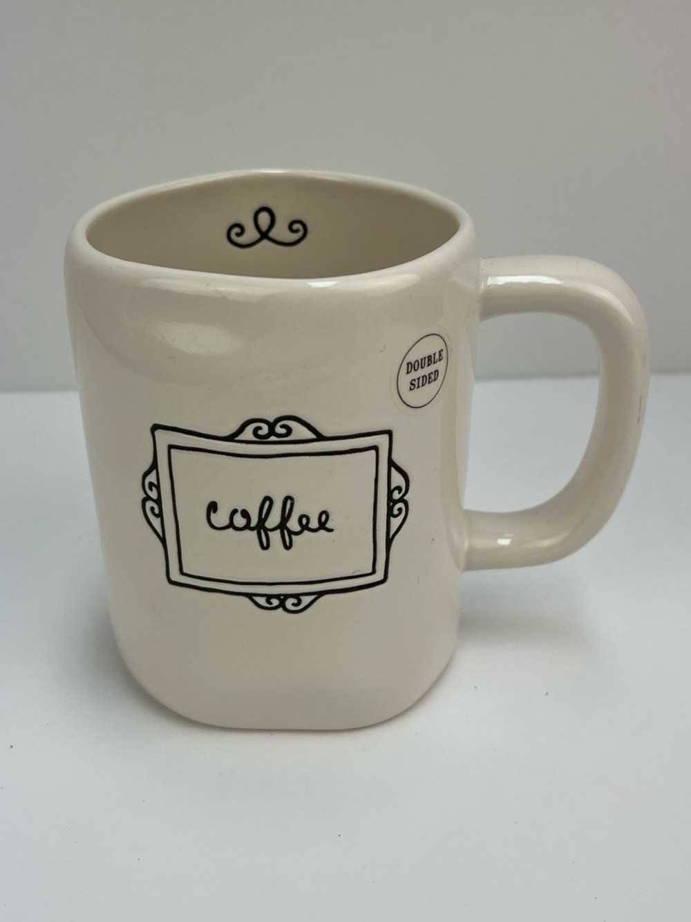 Rae Dunn Double Sided “Coffee” Cursive Mug Modern Farmhouse Chic Gift Idea **NEW